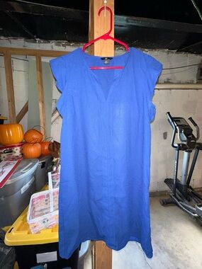 H&M Cobalt Blue Cap-Sleeve Asymmetrical Hem Dress